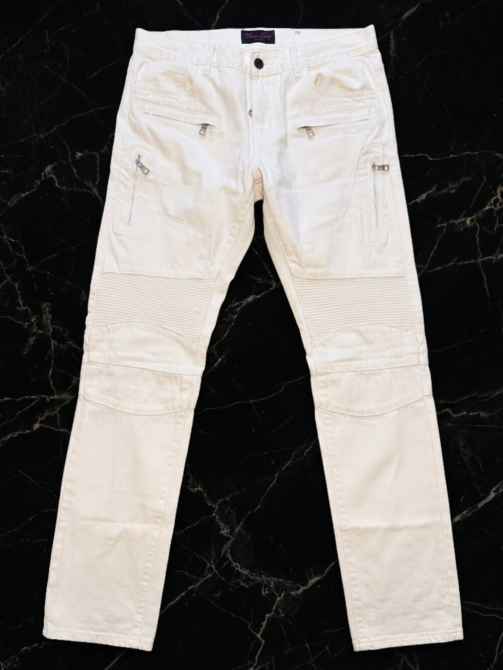 Embellish NYC Off White Biker Moto Jeans Size 34 NWOT